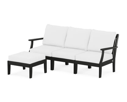 POLYWOOD® Braxton Modular 4-Piece Deep Seating Set with Ottoman in Black / Natural