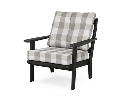 POLYWOOD® Mission Deep Seating Chair in Black / Buffalo Plaid Grey Mist