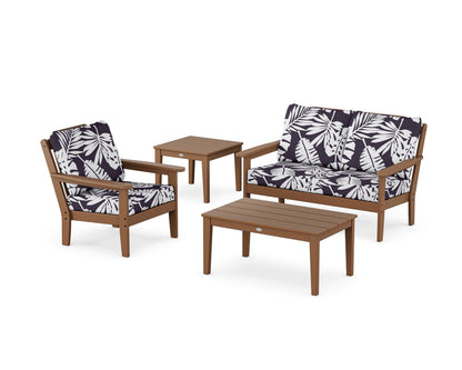 Country Living Wovendale 4-Piece Deep Seating Set in Teak / Leaf Navy