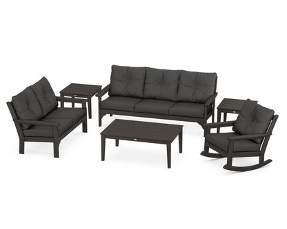 POLYWOOD® Vineyard 6-Piece Deep Seating Set in Vintage Coffee / Spectrum Carbon