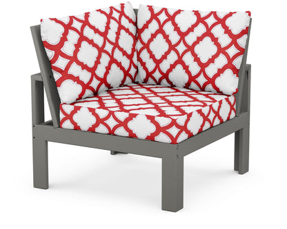 Unbranded Modular Corner Chair in Slate Grey / Trellis Crimson