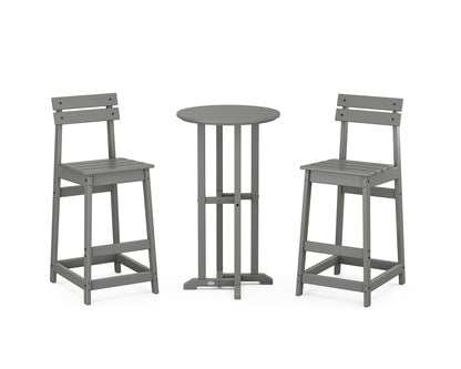 POLYWOOD® Modern Studio Plaza Bar Chair 3-Piece Bistro Set in Slate Grey