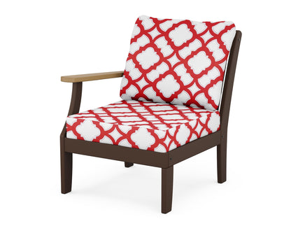 POLYWOOD® Braxton Modular Left Arm Chair in Mahogany / Natural / Trellis Crimson