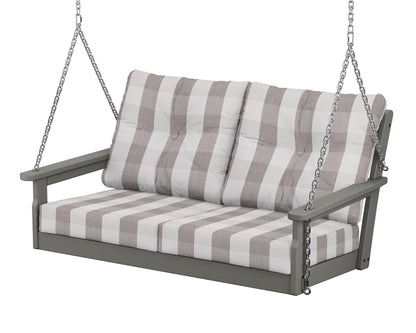 POLYWOOD® Vineyard Deep Seating Swing in Slate Grey / Buffalo Plaid Grey Mist