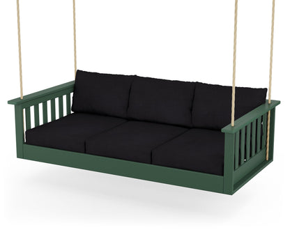 POLYWOOD® Vineyard Daybed Swing in Green / Midnight Linen