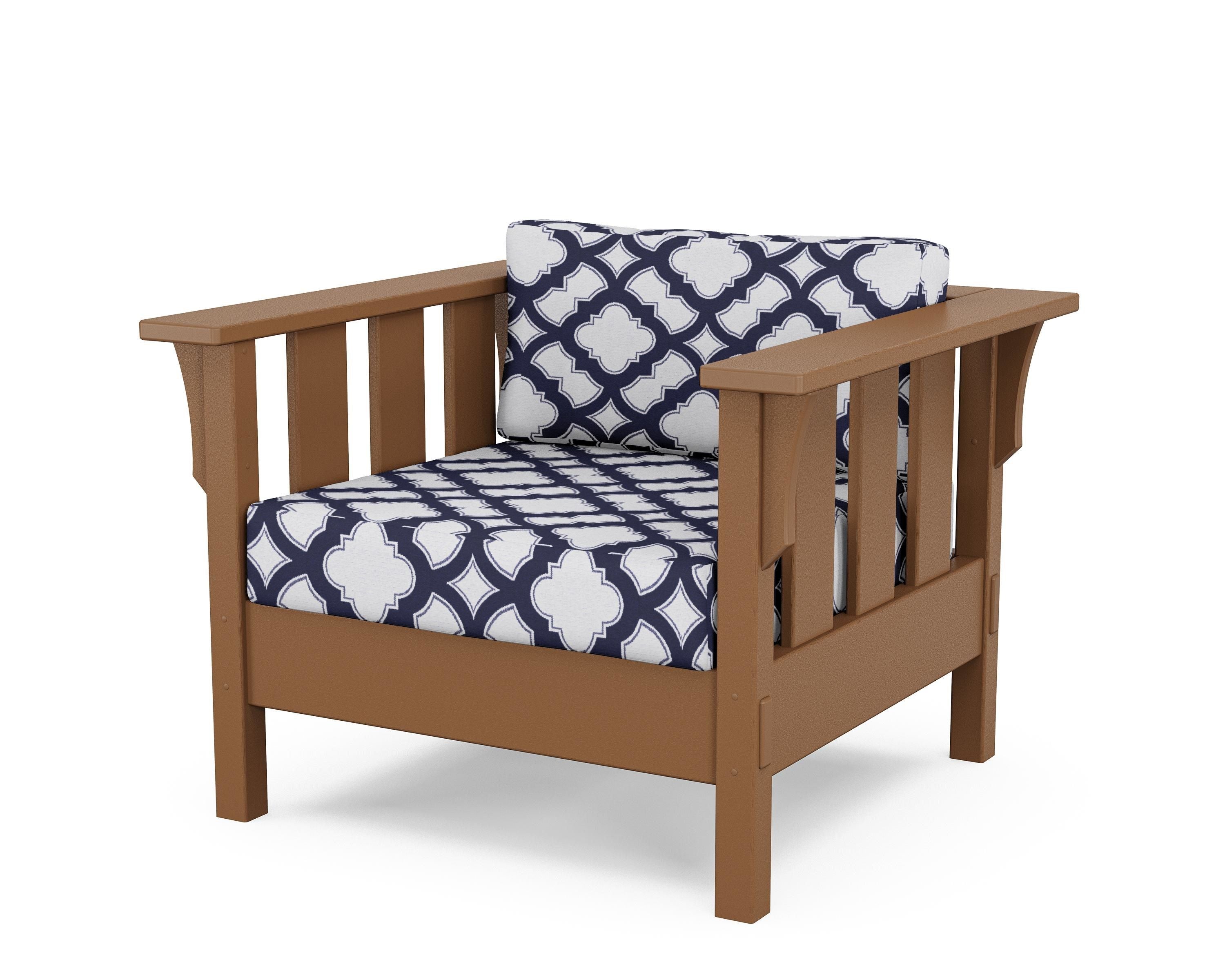 Martha Stewart by POLYWOOD® Acadia Deep Seating Chair in Teak / Trellis Navy