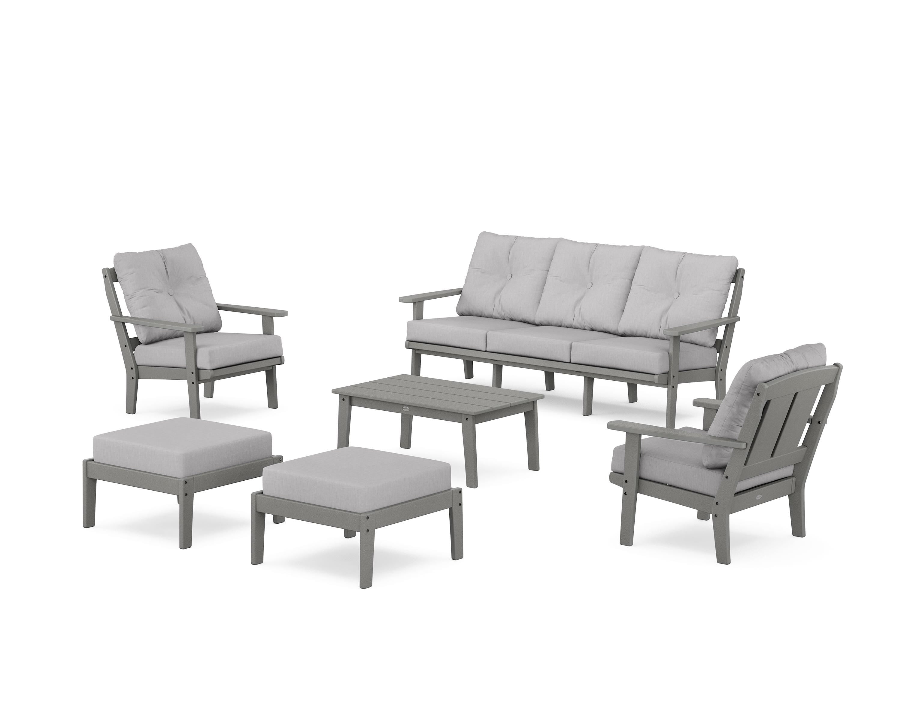 POLYWOOD® Mission 6-Piece Lounge Sofa Set in Slate Grey / Granite