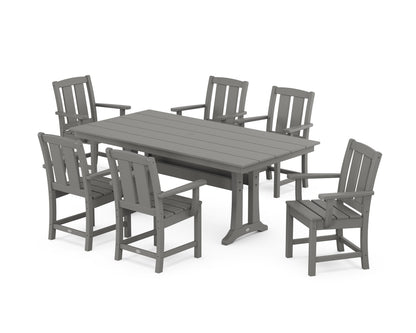 POLYWOOD® Mission Arm Chair 7-Piece Farmhouse Dining Set with Trestle Legs in Slate Grey