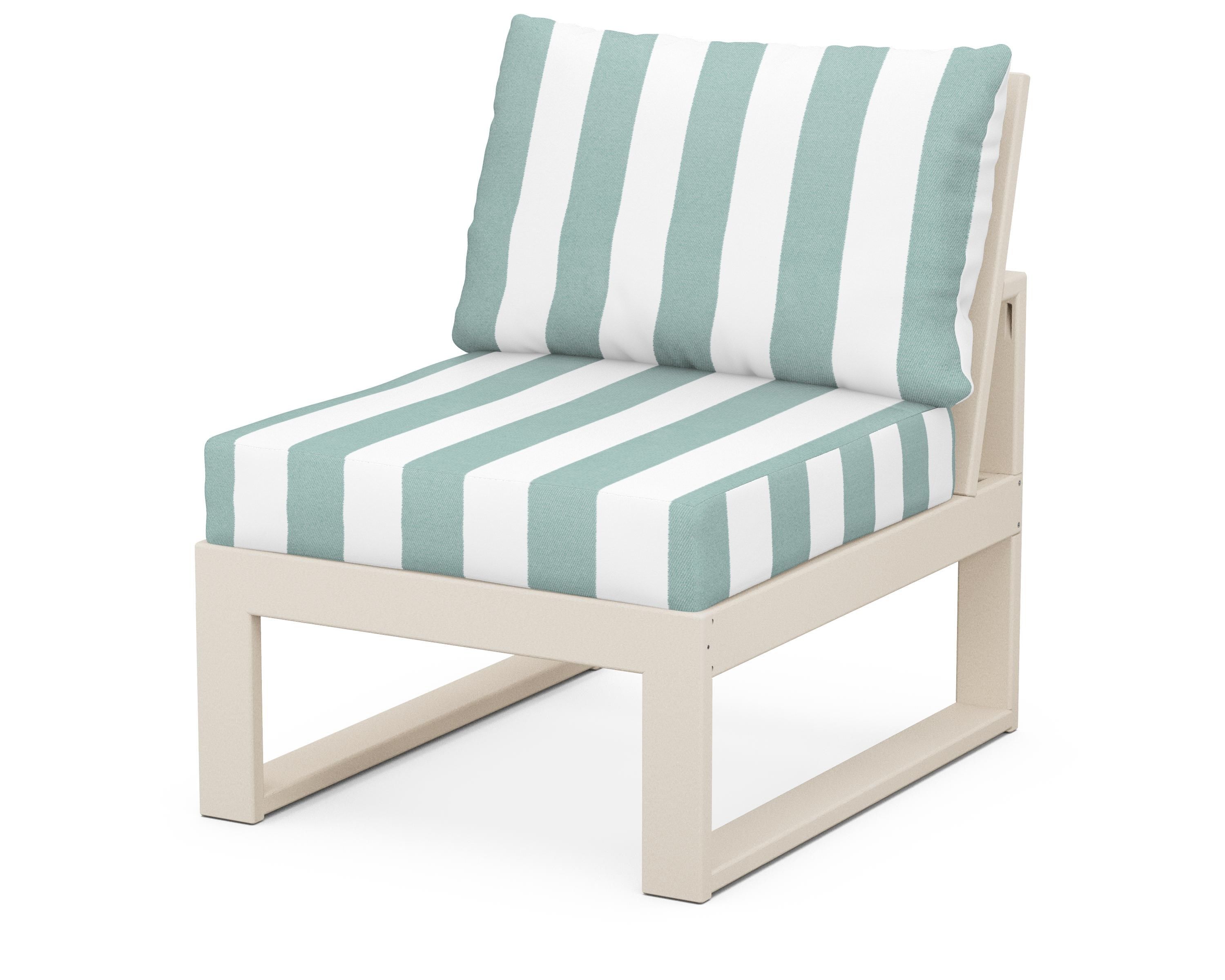 Unbranded Modular Armless Chair in Sand / Cabana Stripe Glacier Spa