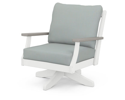 POLYWOOD® Braxton Deep Seating Swivel Chair in White / Driftwood / Spa