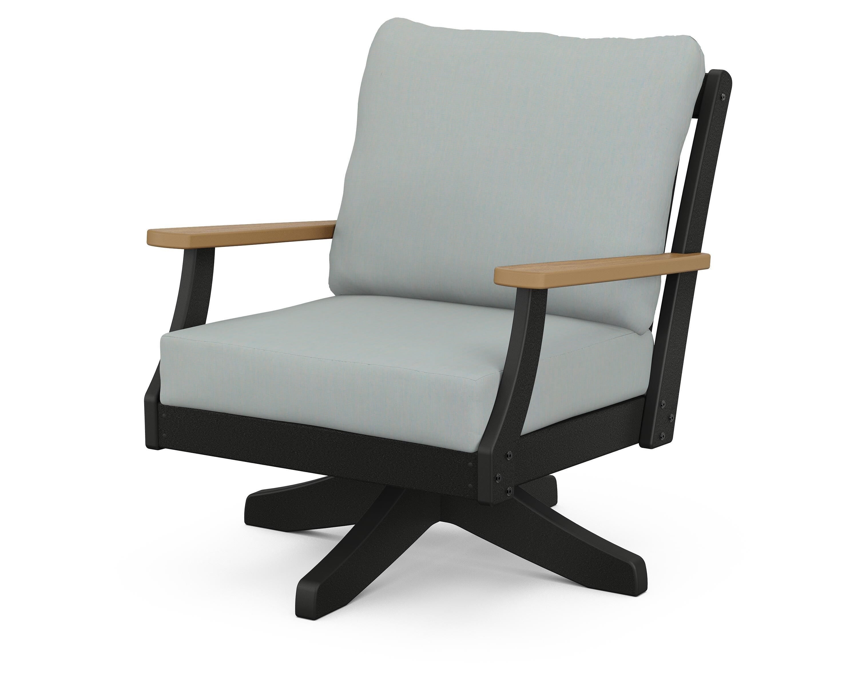 POLYWOOD® Braxton Deep Seating Swivel Chair in Black / Natural / Spa
