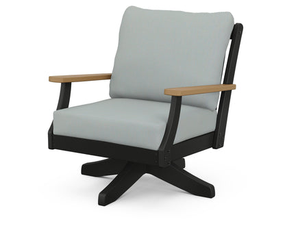 POLYWOOD® Braxton Deep Seating Swivel Chair in Black / Natural / Spa