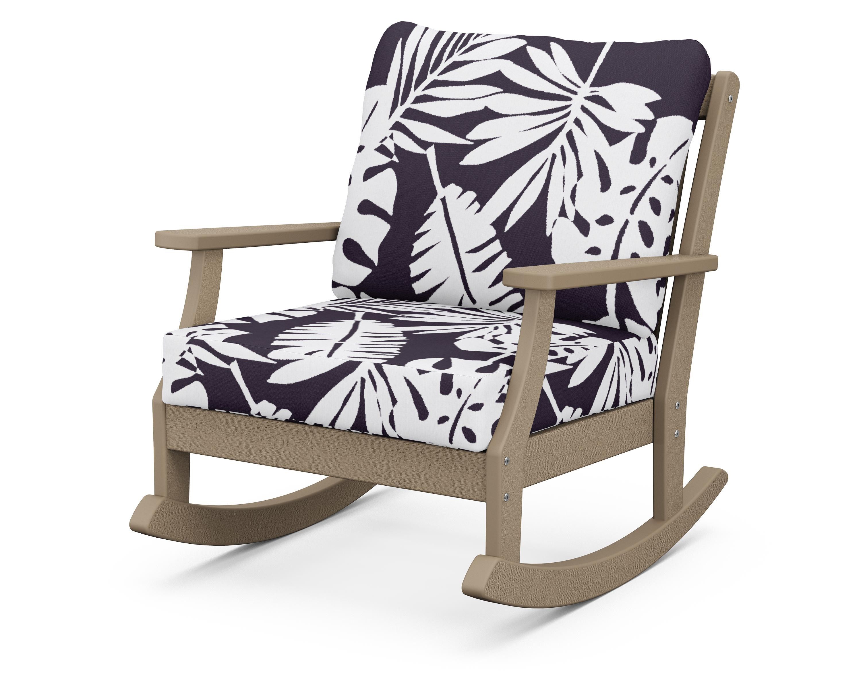 POLYWOOD® Braxton Deep Seating Rocking Chair in Vintage Sahara / Leaf Navy