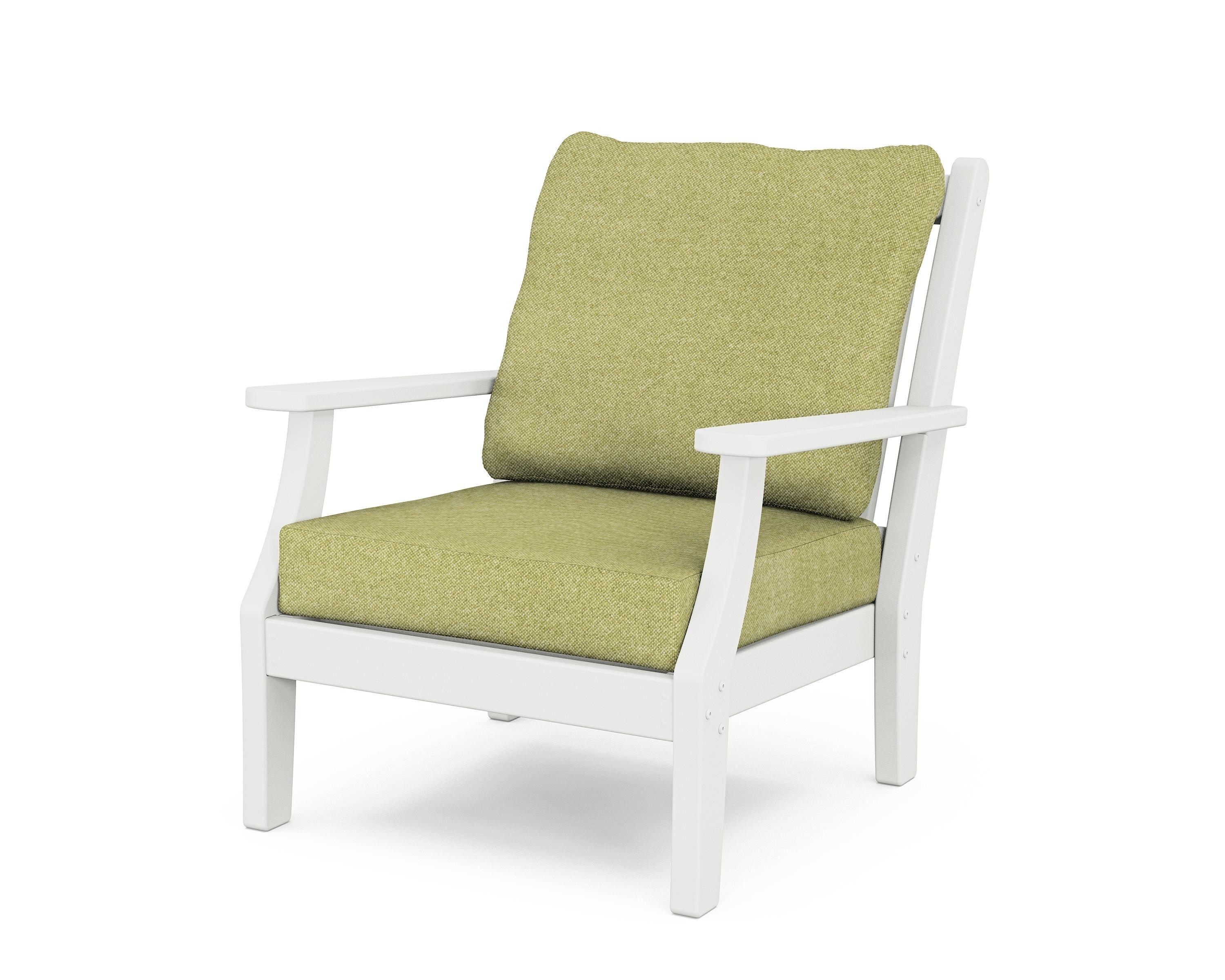 Country Living Wovendale Deep Seating Chair in White / Chartreuse Boucle