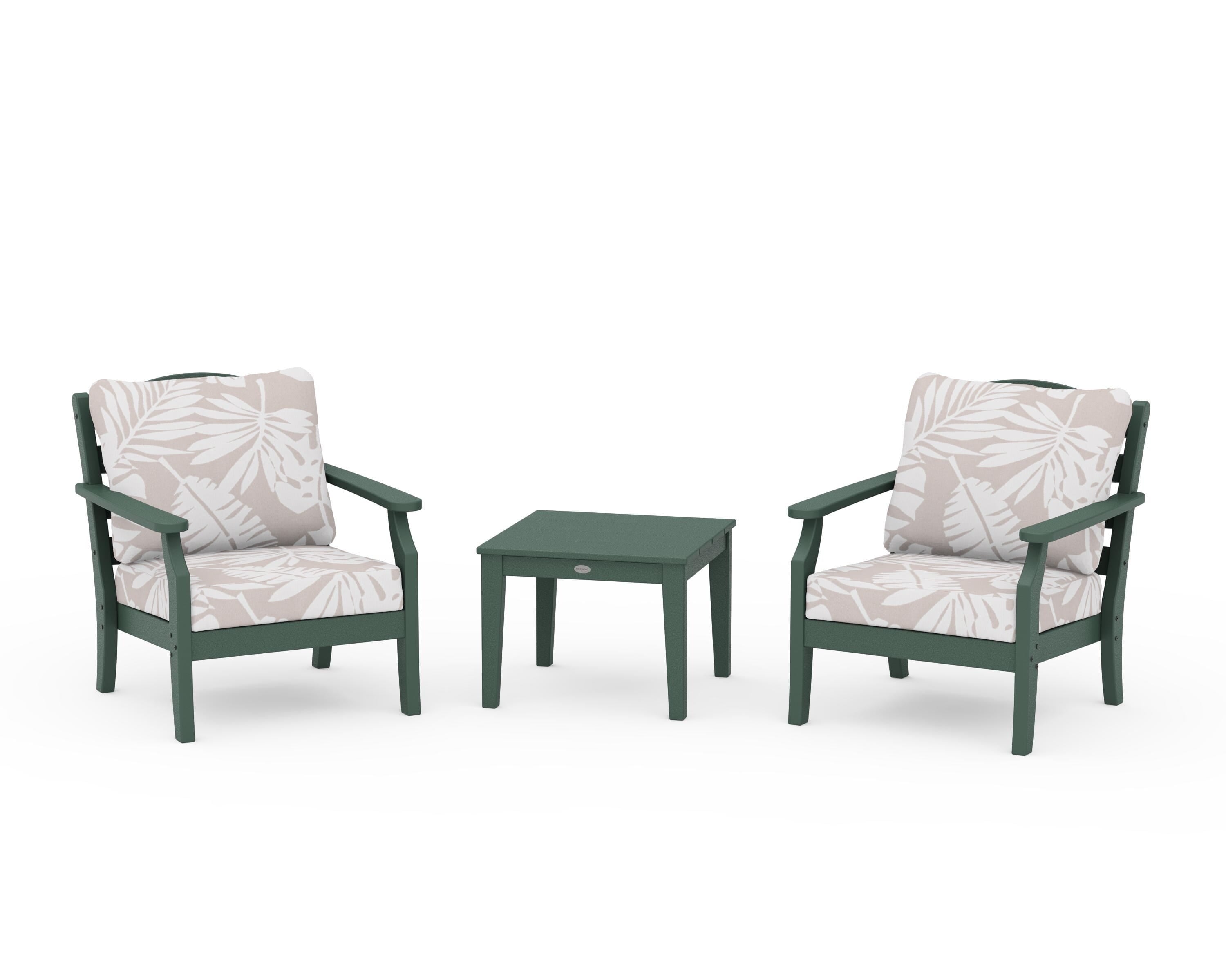 Draper James™ by  POLYWOOD® Savannah 3-Piece Deep Seating Set in Green / Leaf Dune Burlap