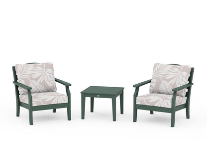 Draper James™ by  POLYWOOD® Savannah 3-Piece Deep Seating Set in Green / Leaf Dune Burlap