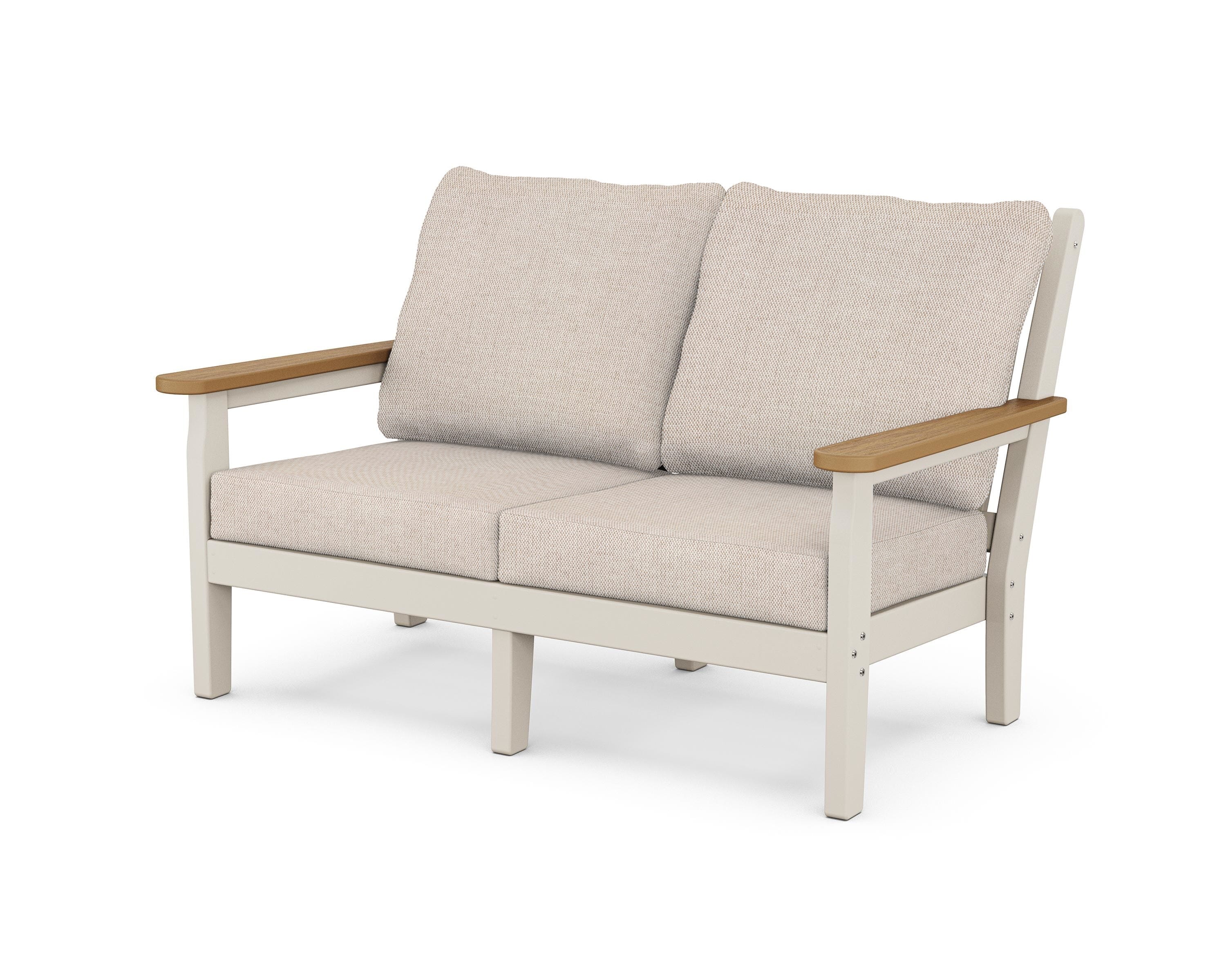POLYWOOD® Chippendale Deep Seating Loveseat in Sand / Natural / Blend Linen