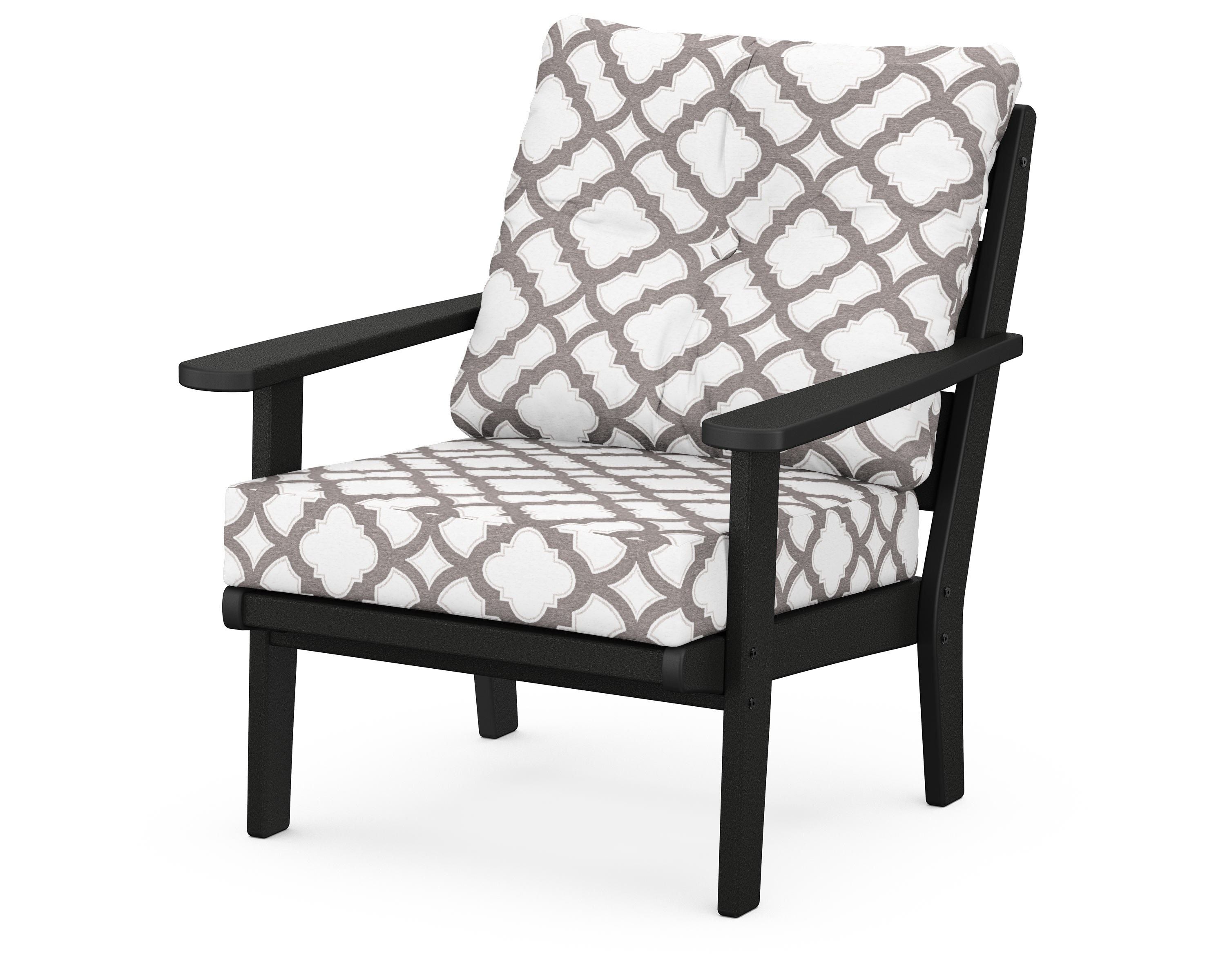 POLYWOOD® Lakeside Deep Seating Chair in Black / Trellis Grey Mist
