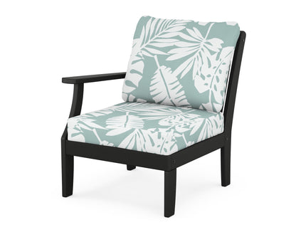 POLYWOOD® Braxton Modular Left Arm Chair in Black / Leaf Glacier Spa