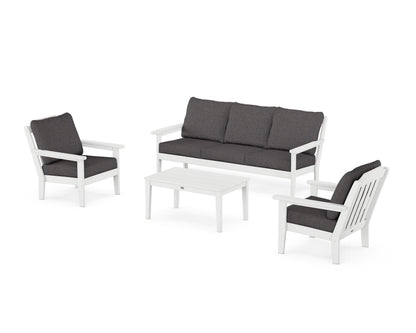 Country Living Cottage 4-Piece Deep Seating Set with Sofa in White / Ash Charcoal