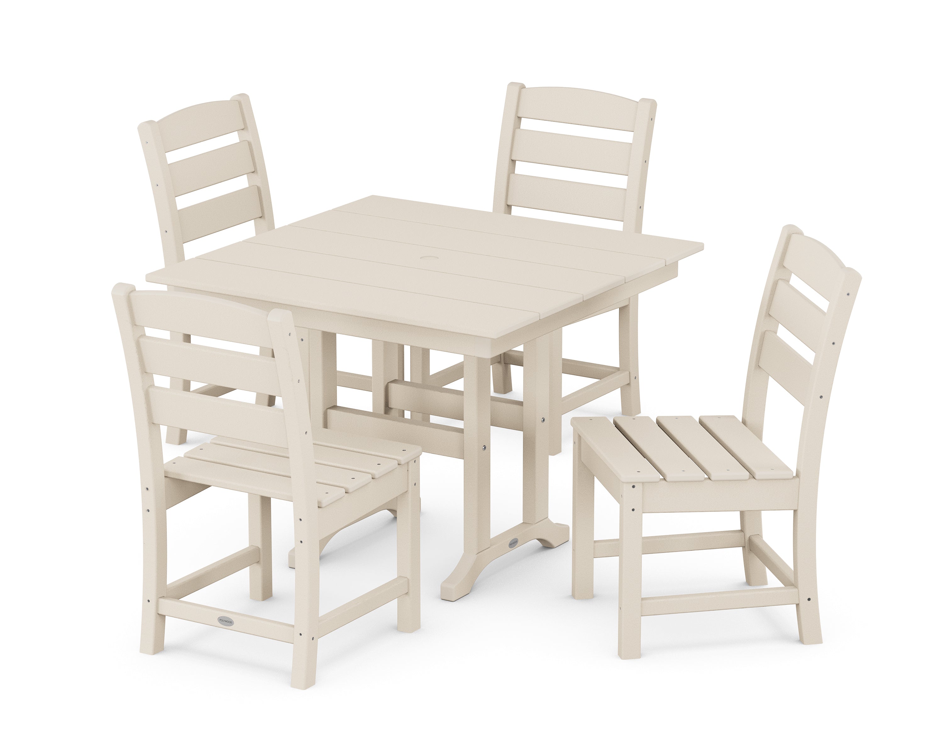 POLYWOOD® Lakeside Side Chair 5-Piece Farmhouse Dining Set in Sand