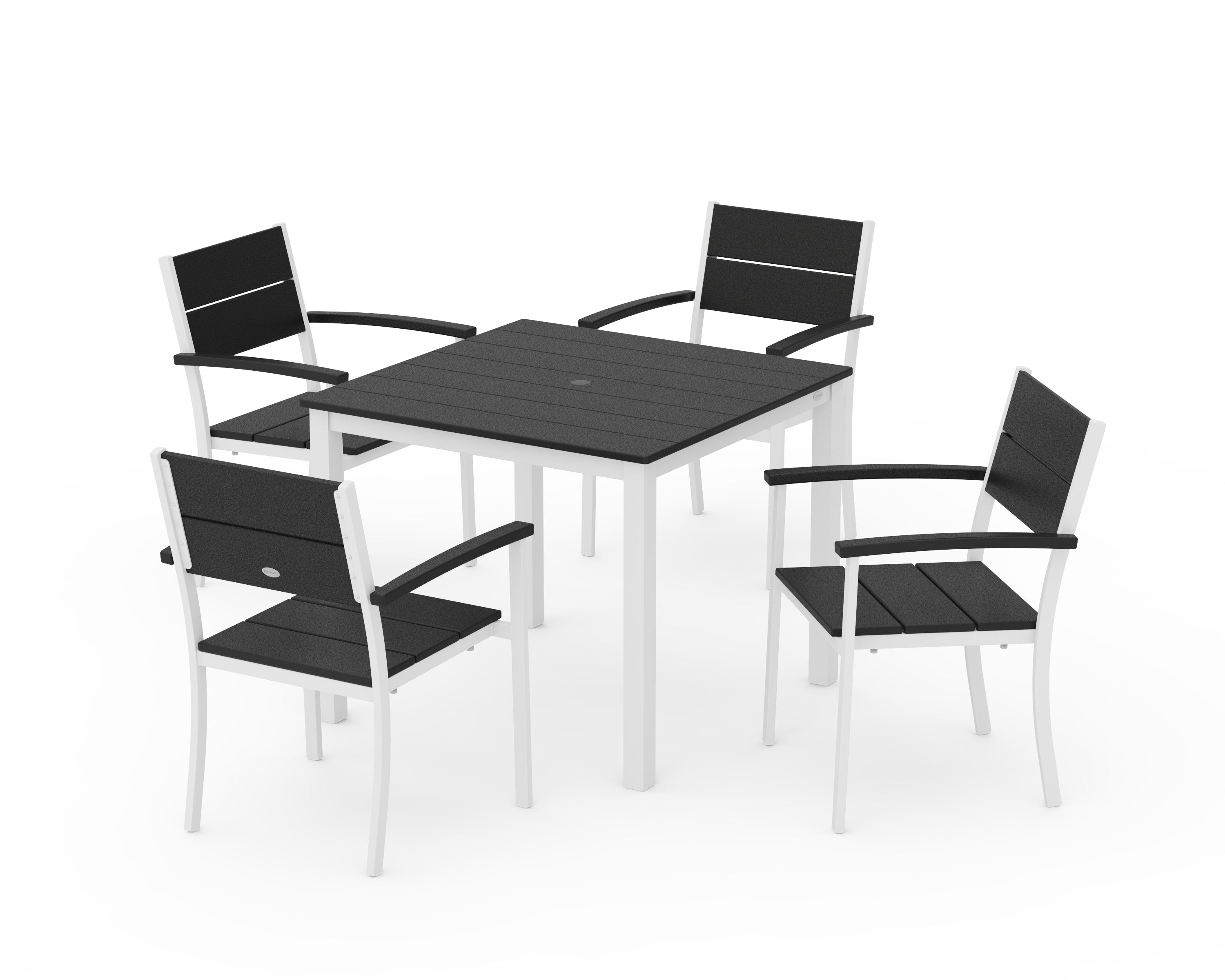 POLYWOOD® Main Street 5-Piece Dining Set in White / Black