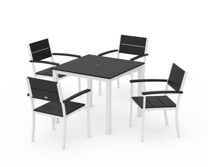 POLYWOOD® Main Street 5-Piece Dining Set in White / Black