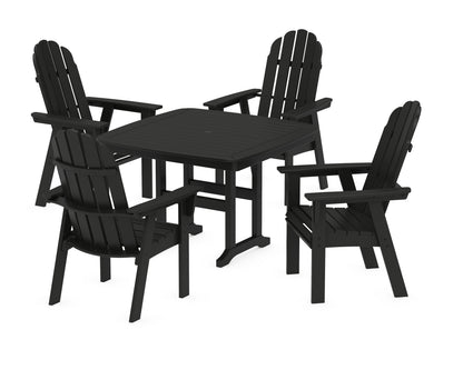 POLYWOOD® Vineyard Curveback Adirondack 5-Piece Dining Set in Black