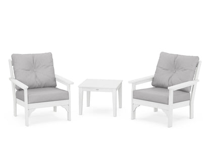 POLYWOOD® Vineyard 3-Piece Deep Seating Set in White / Granite