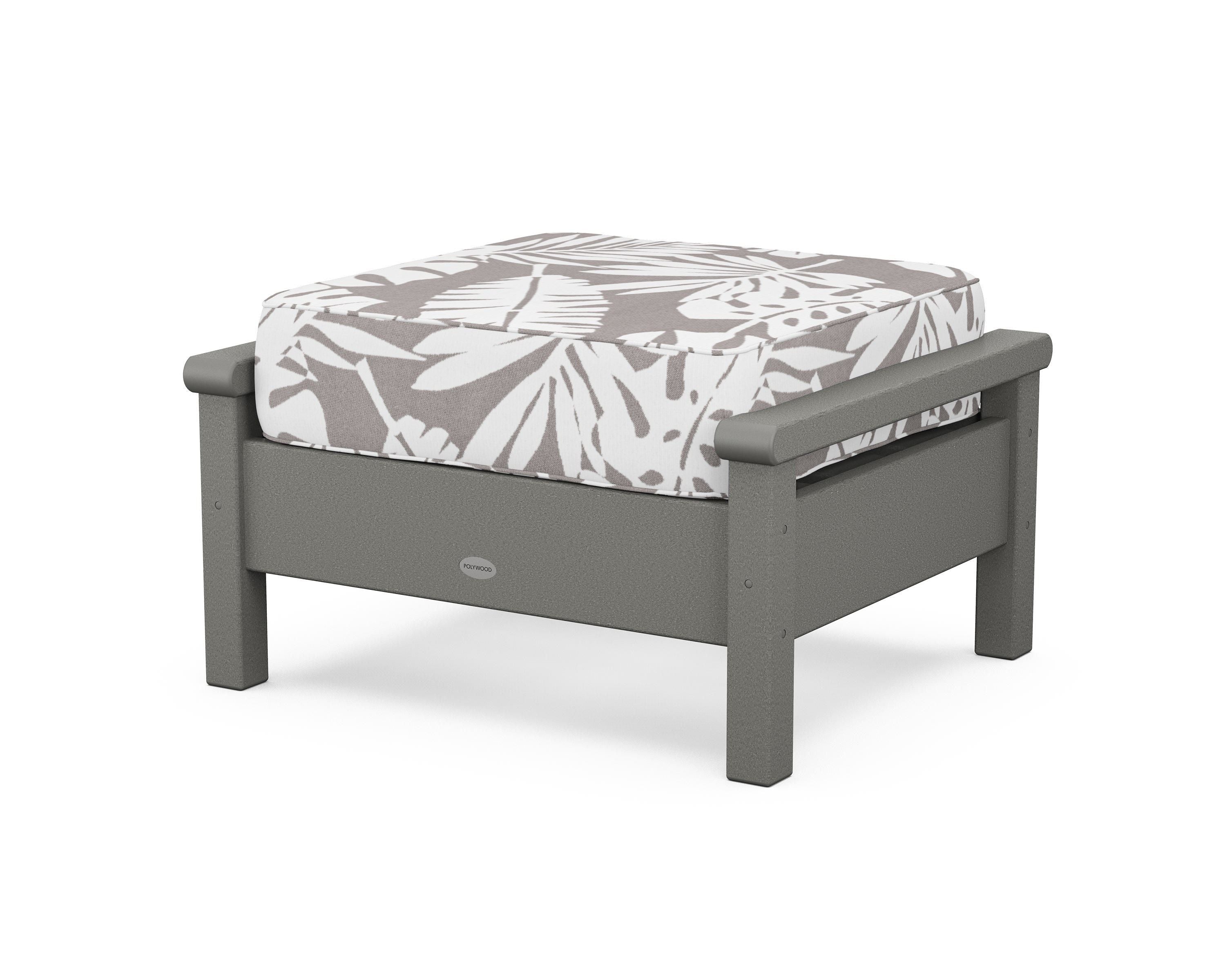 POLYWOOD® Harbour Deep Seating Ottoman in Slate Grey / Leaf Grey Mist