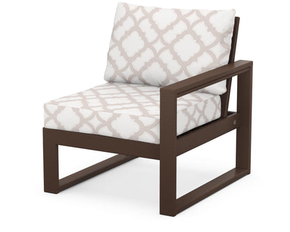 POLYWOOD® EDGE Modular Right Arm Chair in Mahogany / Trellis Dune Burlap