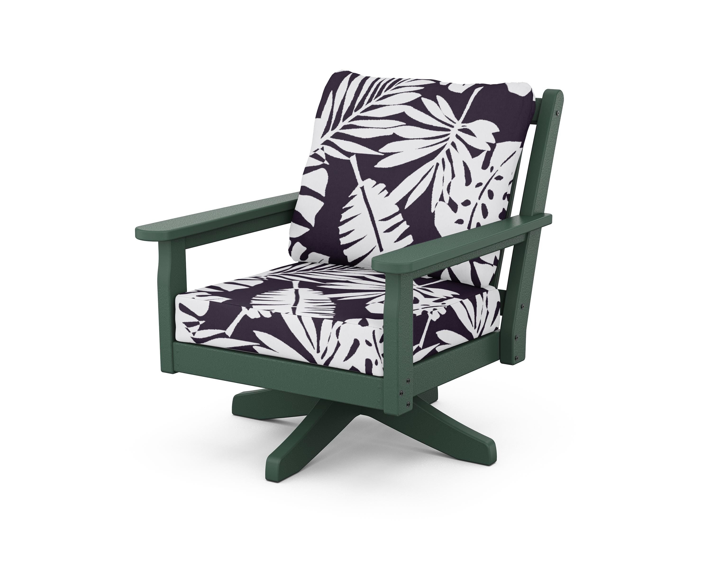 POLYWOOD® Chippendale Deep Seating Swivel Chair in Green / Leaf Navy