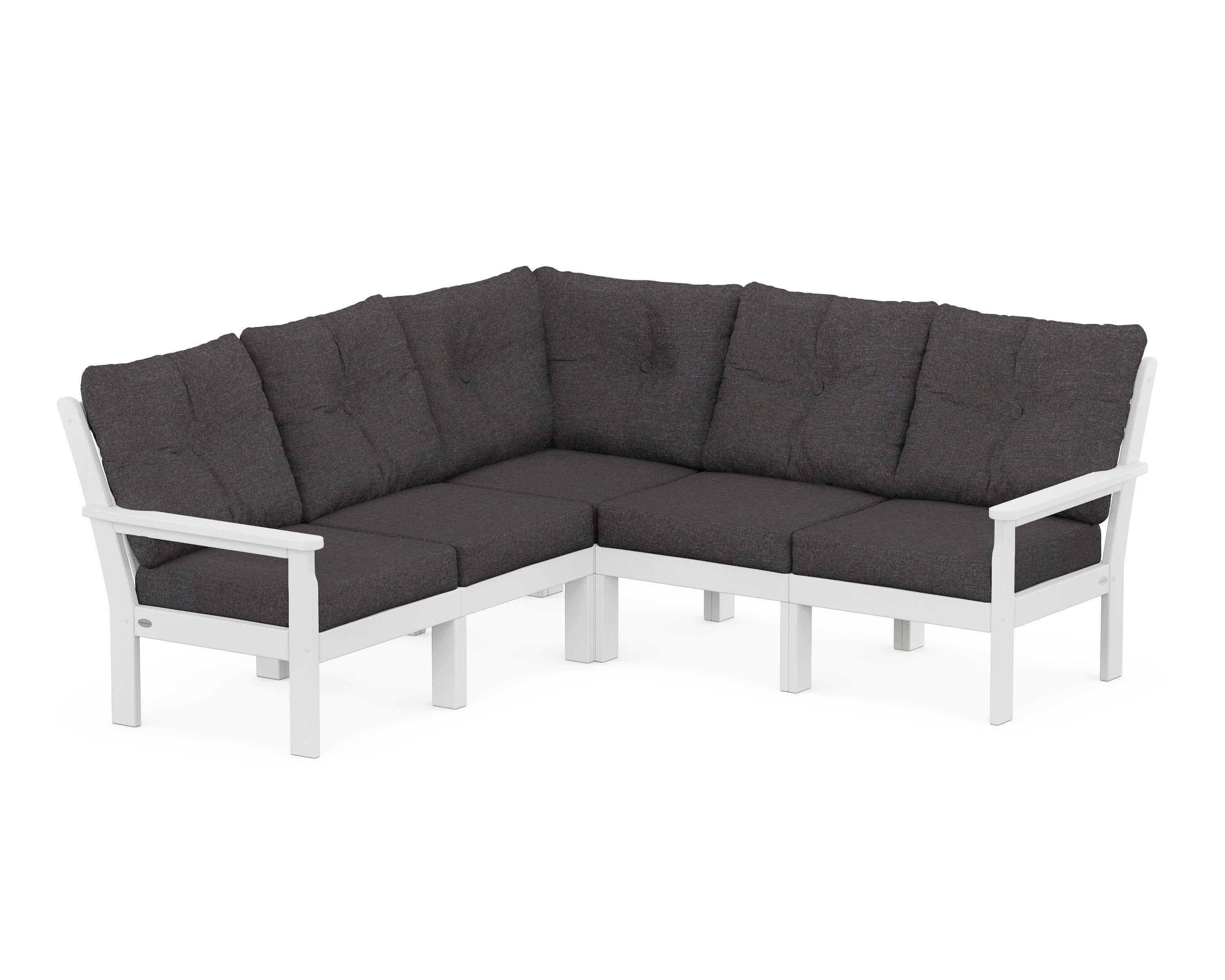 POLYWOOD® Vineyard 5-Piece Sectional in White / Ash Charcoal