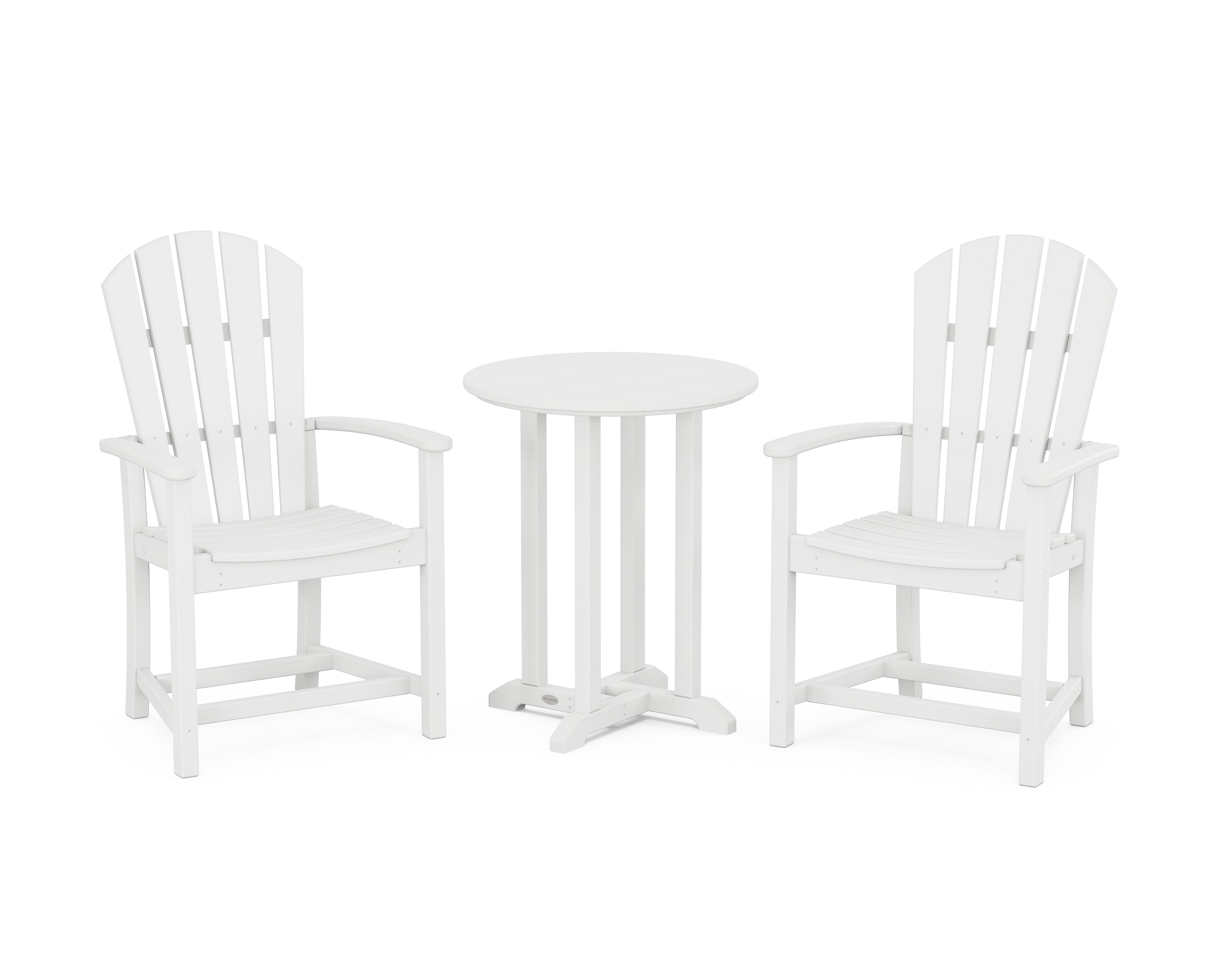 POLYWOOD® Palm Coast 3-Piece Round Farmhouse Bistro Dining Set in White