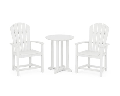 POLYWOOD® Palm Coast 3-Piece Round Farmhouse Bistro Dining Set in White