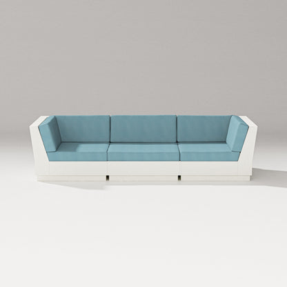 PW Designer Series Elevate Sofa Sectional in Vintage White / Lattice Sky Blue