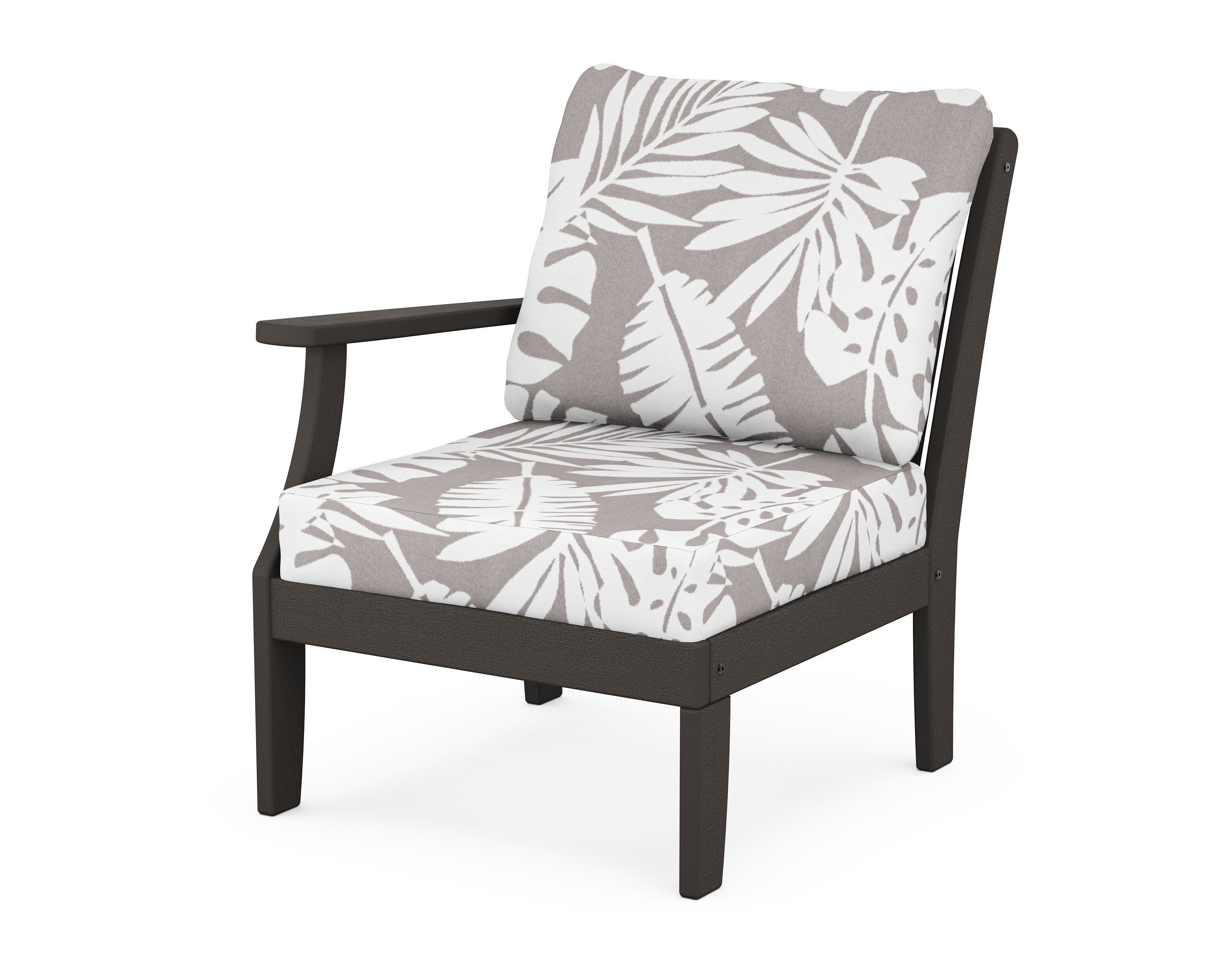 POLYWOOD® Braxton Modular Left Arm Chair in Vintage Coffee / Leaf Grey Mist