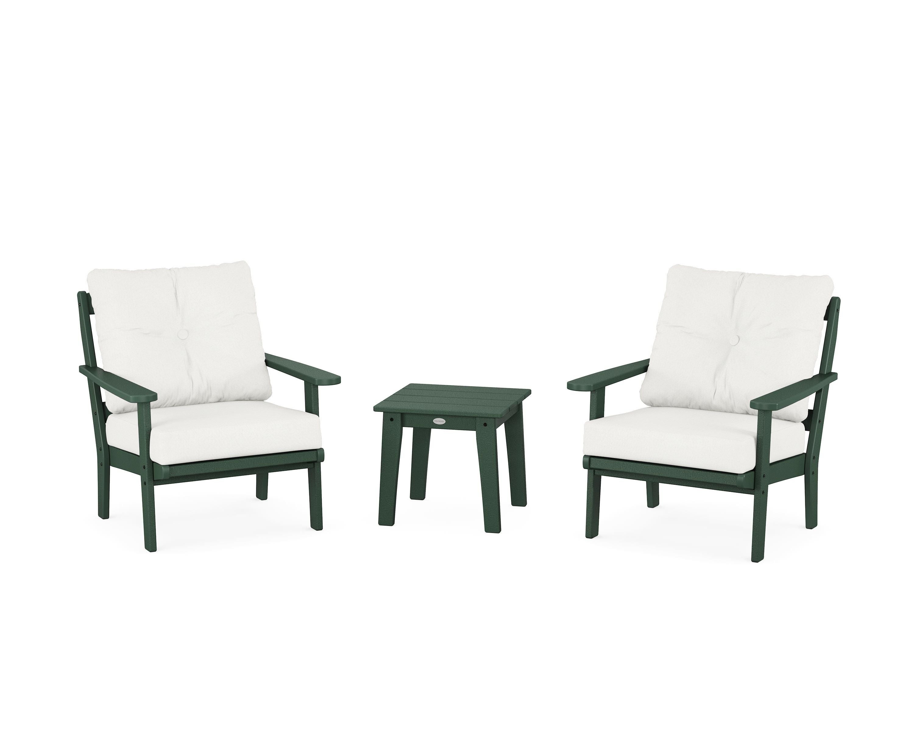 POLYWOOD® Mission 3-Piece Deep Seating Set in Green / Natural Linen