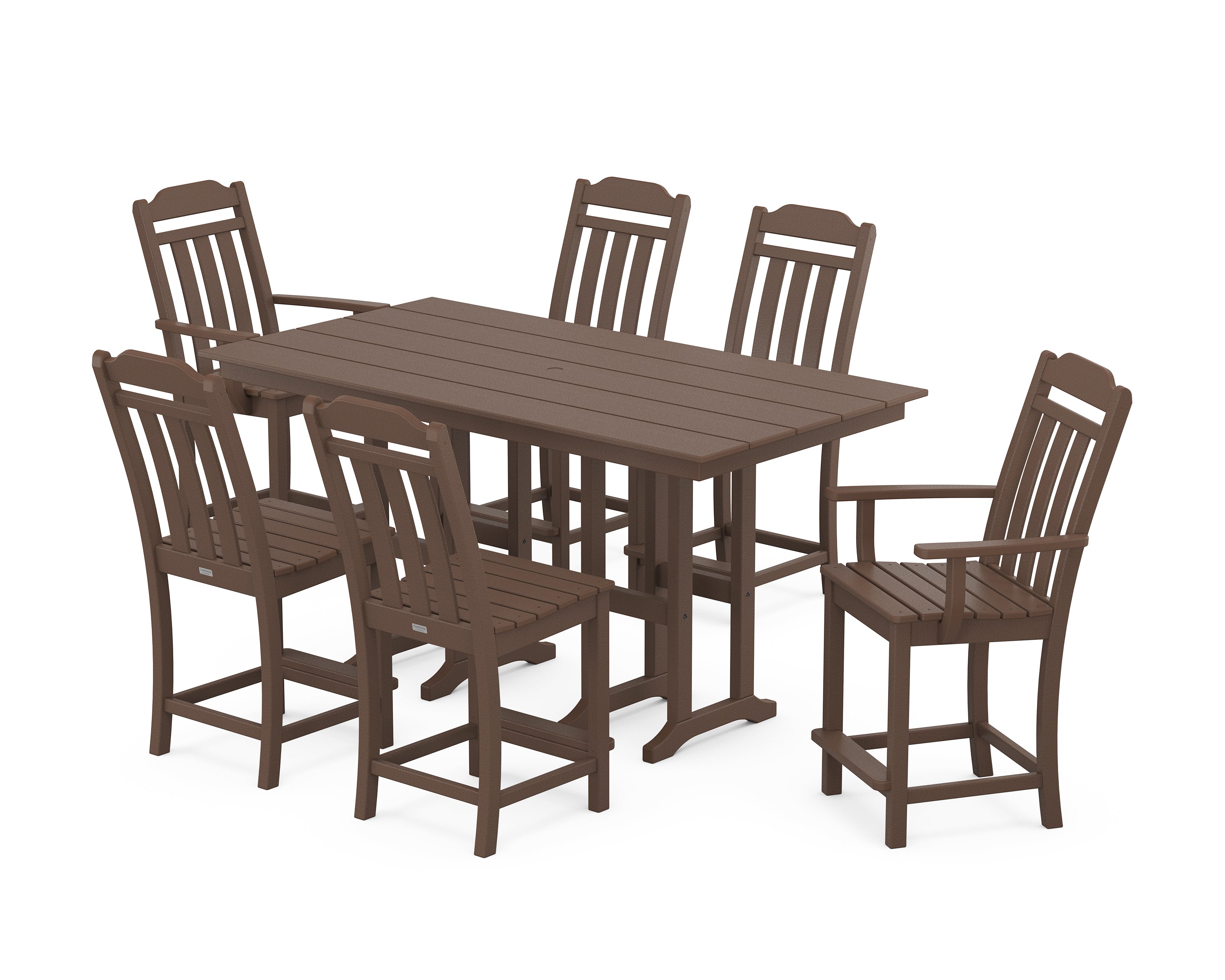Country Living Cottage 7-Piece Farmhouse Counter Set in Mahogany