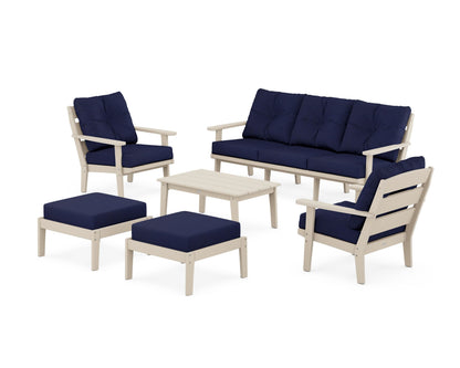POLYWOOD® Lakeside 6-Piece Lounge Sofa Set in Sand / Navy
