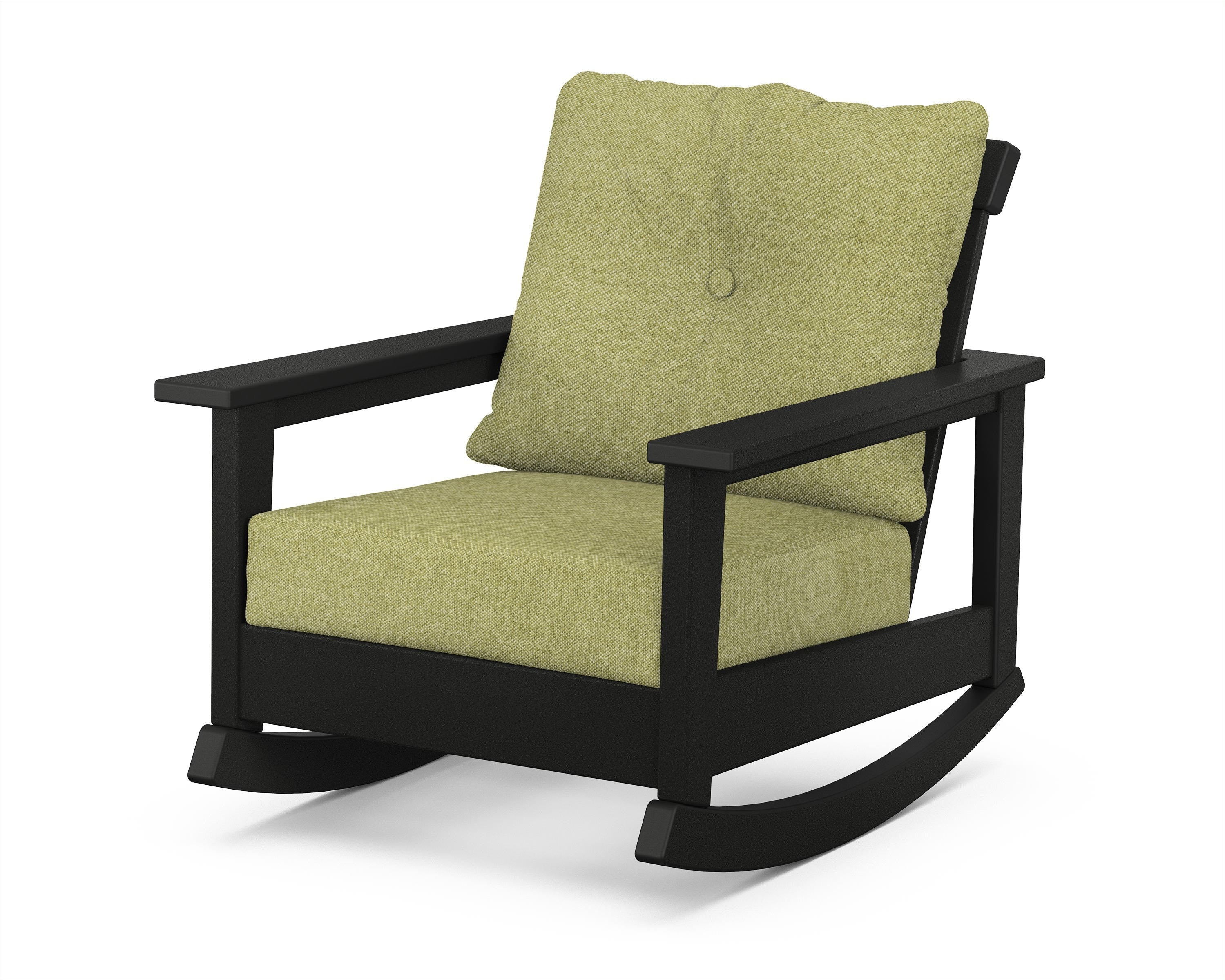 POLYWOOD® Prescott Deep Seating Rocking Chair in Black / Chartreuse Boucle
