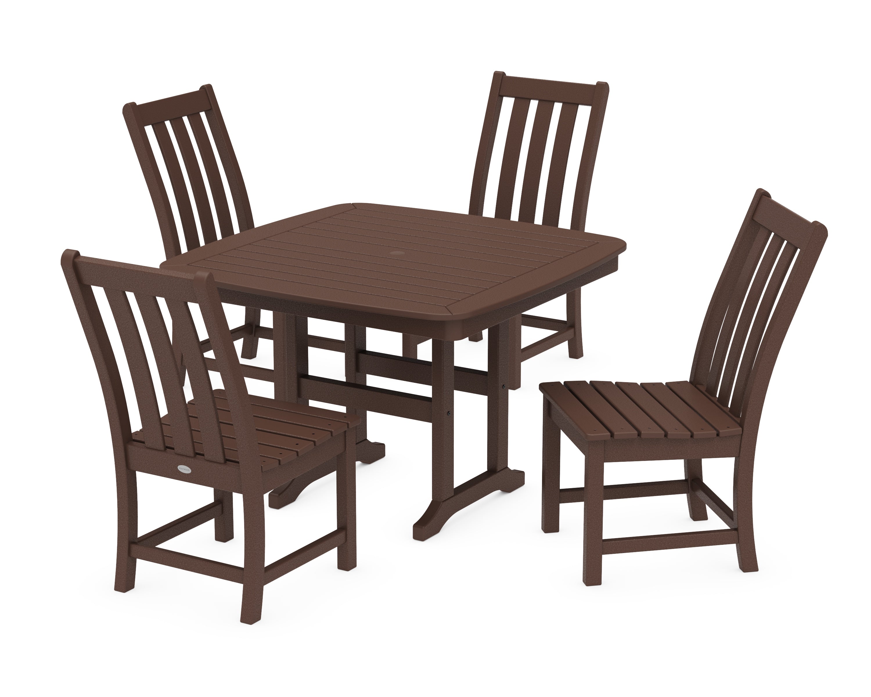 POLYWOOD® Vineyard Side Chair 5-Piece Dining Set with Trestle Legs in Mahogany