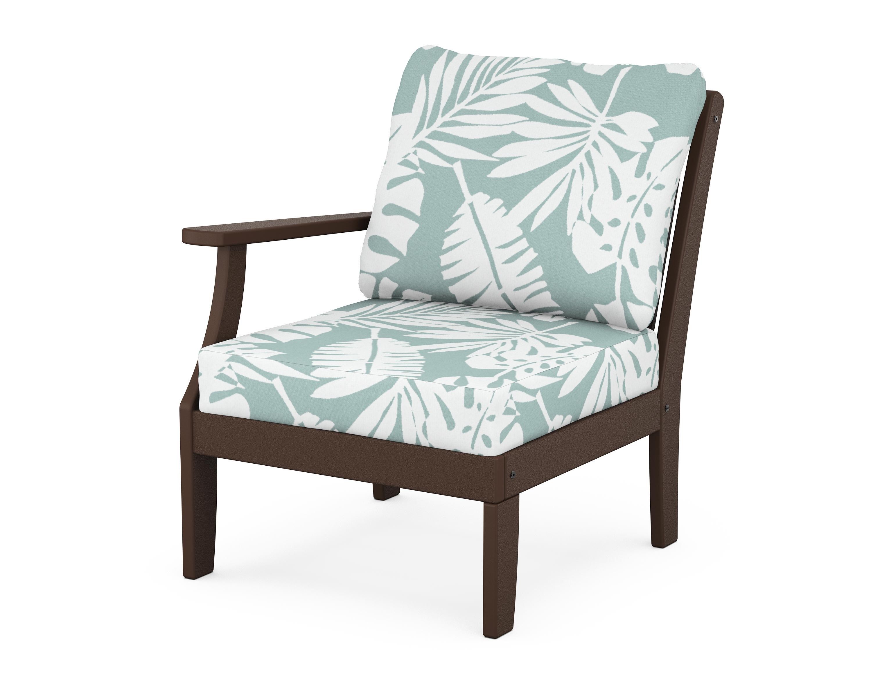 POLYWOOD® Braxton Modular Left Arm Chair in Mahogany / Leaf Glacier Spa