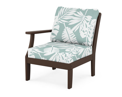 POLYWOOD® Braxton Modular Left Arm Chair in Mahogany / Leaf Glacier Spa