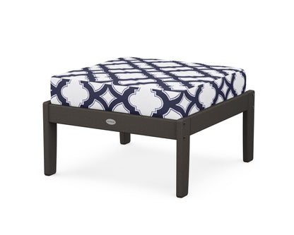 POLYWOOD® Braxton Deep Seating Ottoman in Vintage Coffee / Trellis Navy