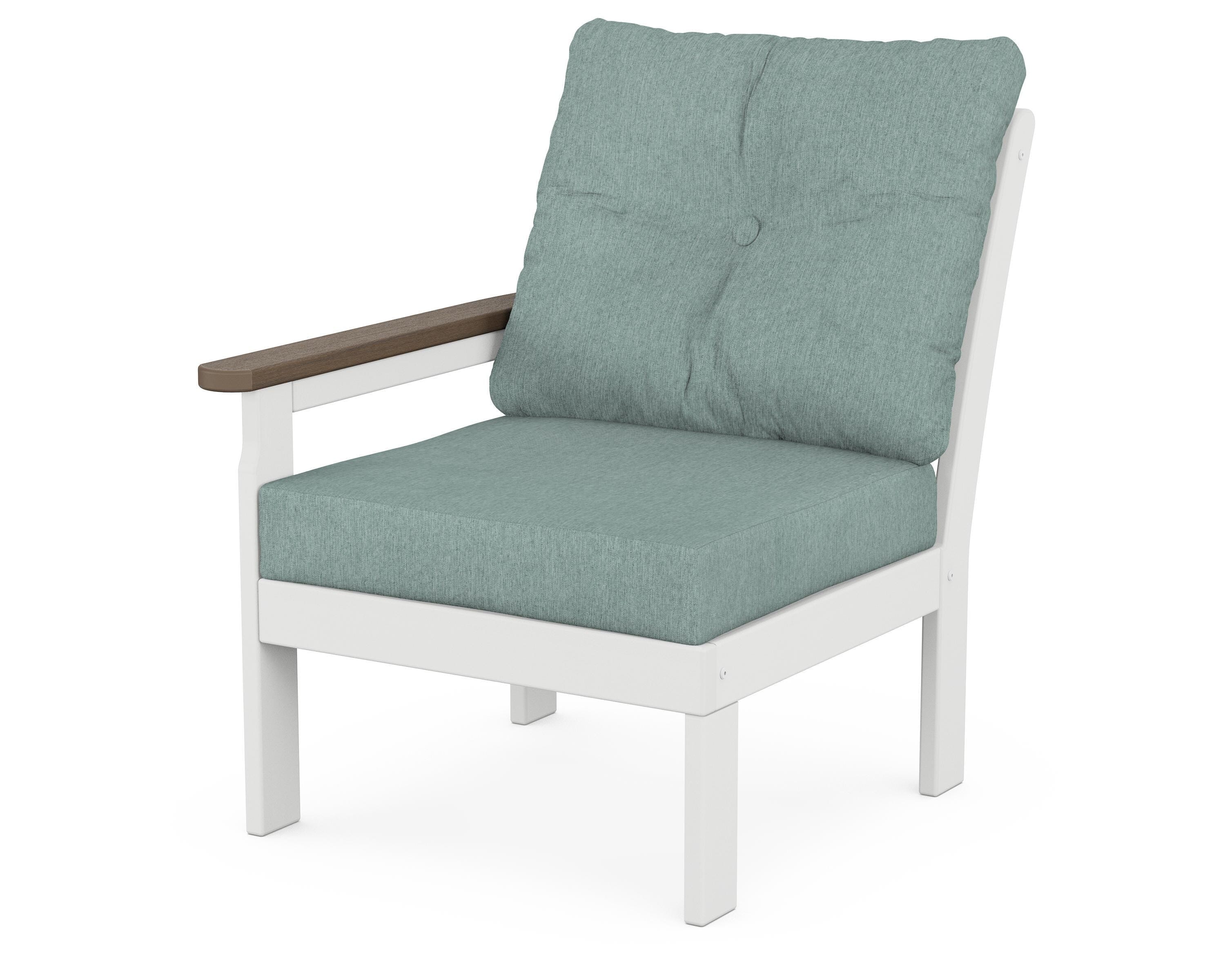 POLYWOOD® Vineyard Modular Left Arm Chair in White / Kona / Glacier Spa