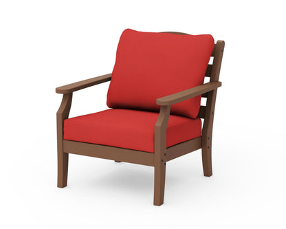 Draper James™ by  POLYWOOD® Savannah Deep Seating Chair in Teak / Crimson Linen