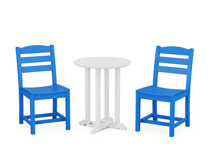 POLYWOOD® La Casa Café Side Chair 3-Piece Round Bistro Dining Set in Pacific Blue / White