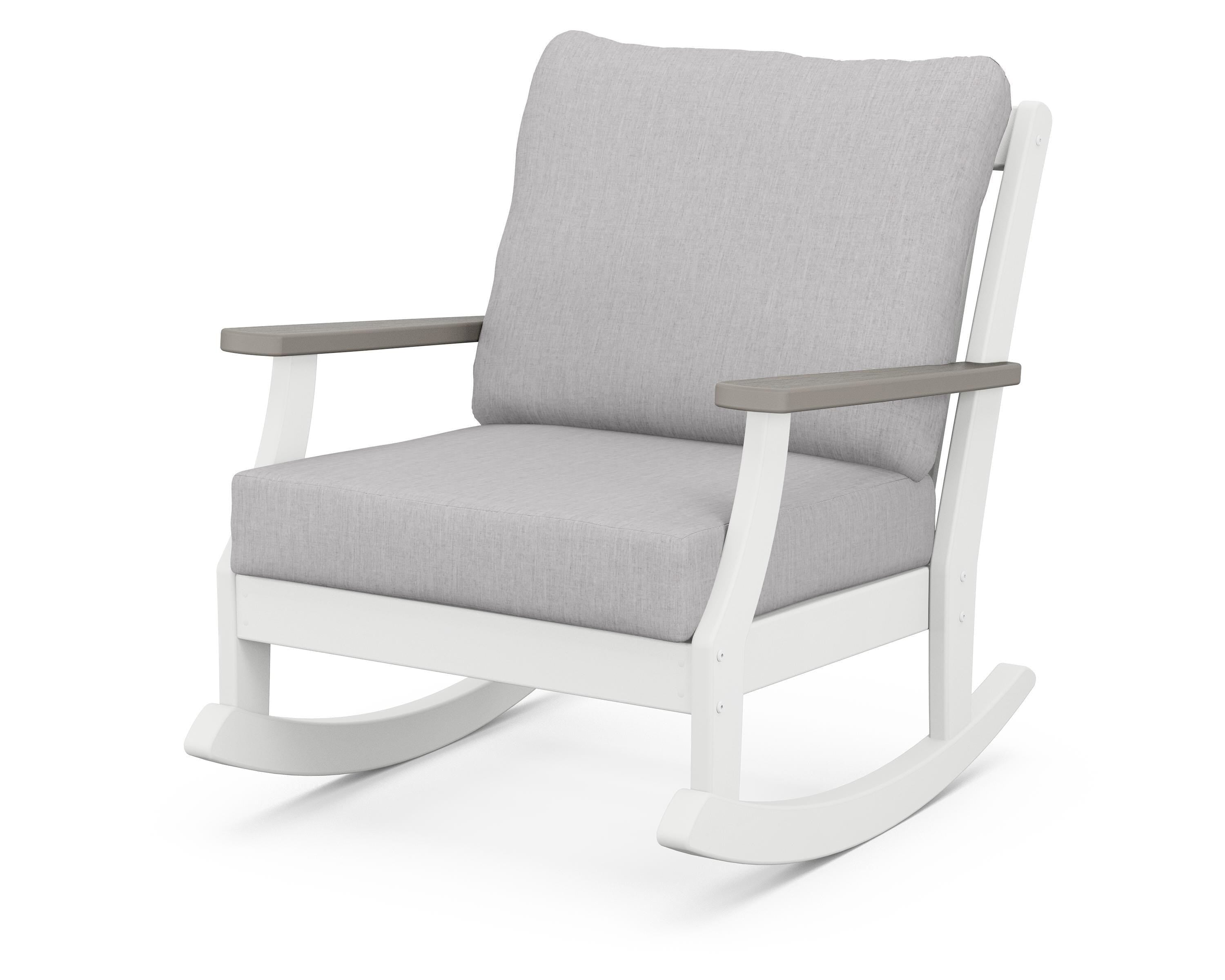 POLYWOOD® Braxton Deep Seating Rocking Chair in White / Driftwood / Granite