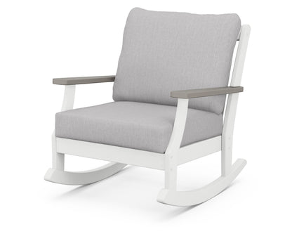 POLYWOOD® Braxton Deep Seating Rocking Chair in White / Driftwood / Granite